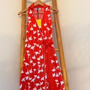 Diane Von Furstenberg/Target Orange and White Floral Knit Wrap